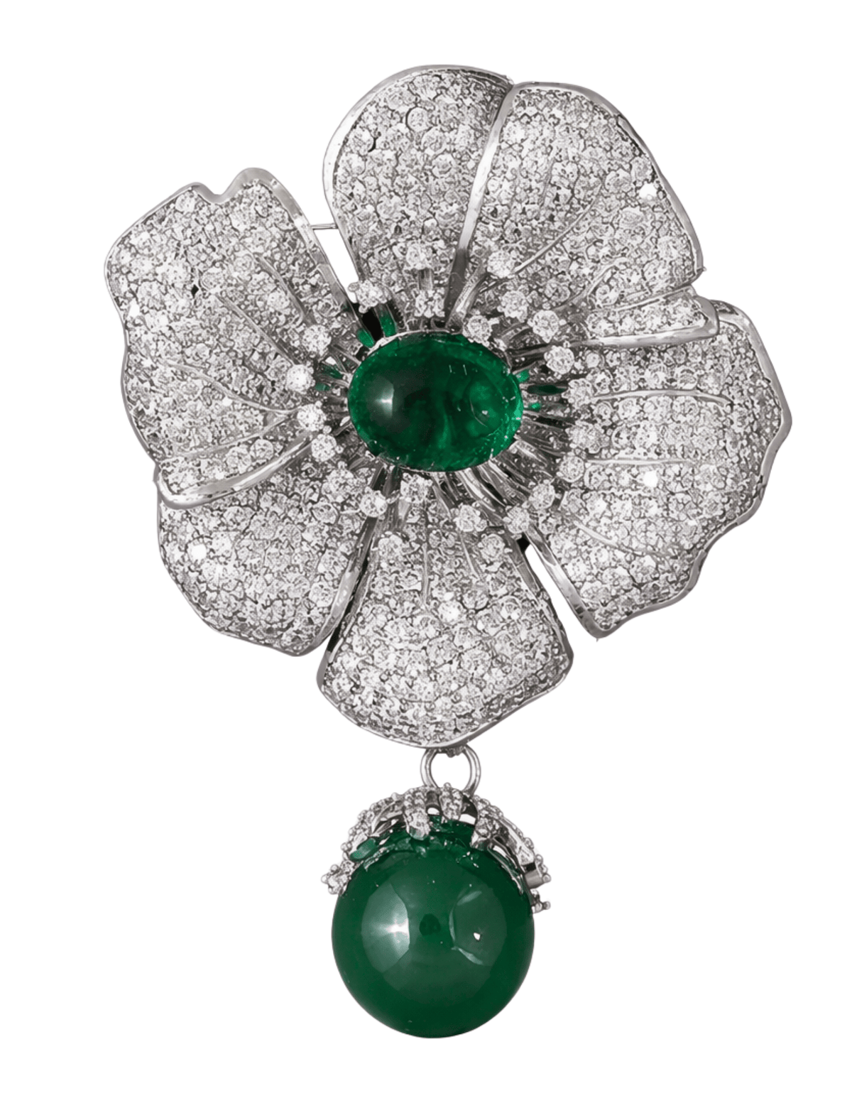 Fleur de Camélia - Fleur de Camélia Laurel Pavé Flower Brooch - Buy Online