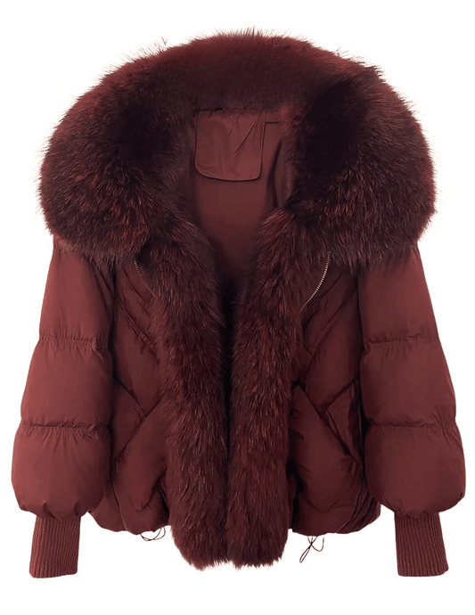 PRE-ORDER-Steven Dann Fox Collar Crop Puffer Coat