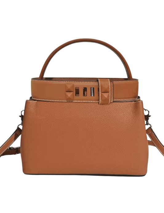 Austin Blaze Palmer Leather Top Handle Bag in Saddle