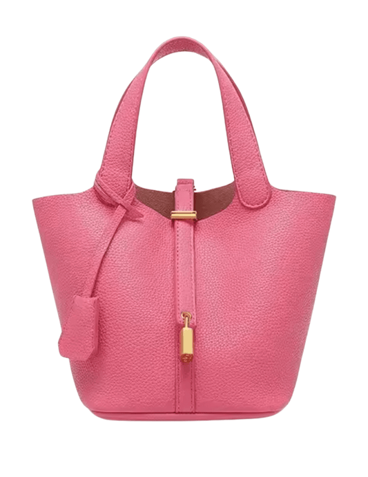 Austin Blaze Pippa Leather Basket Bag in Bubble Gum Pink