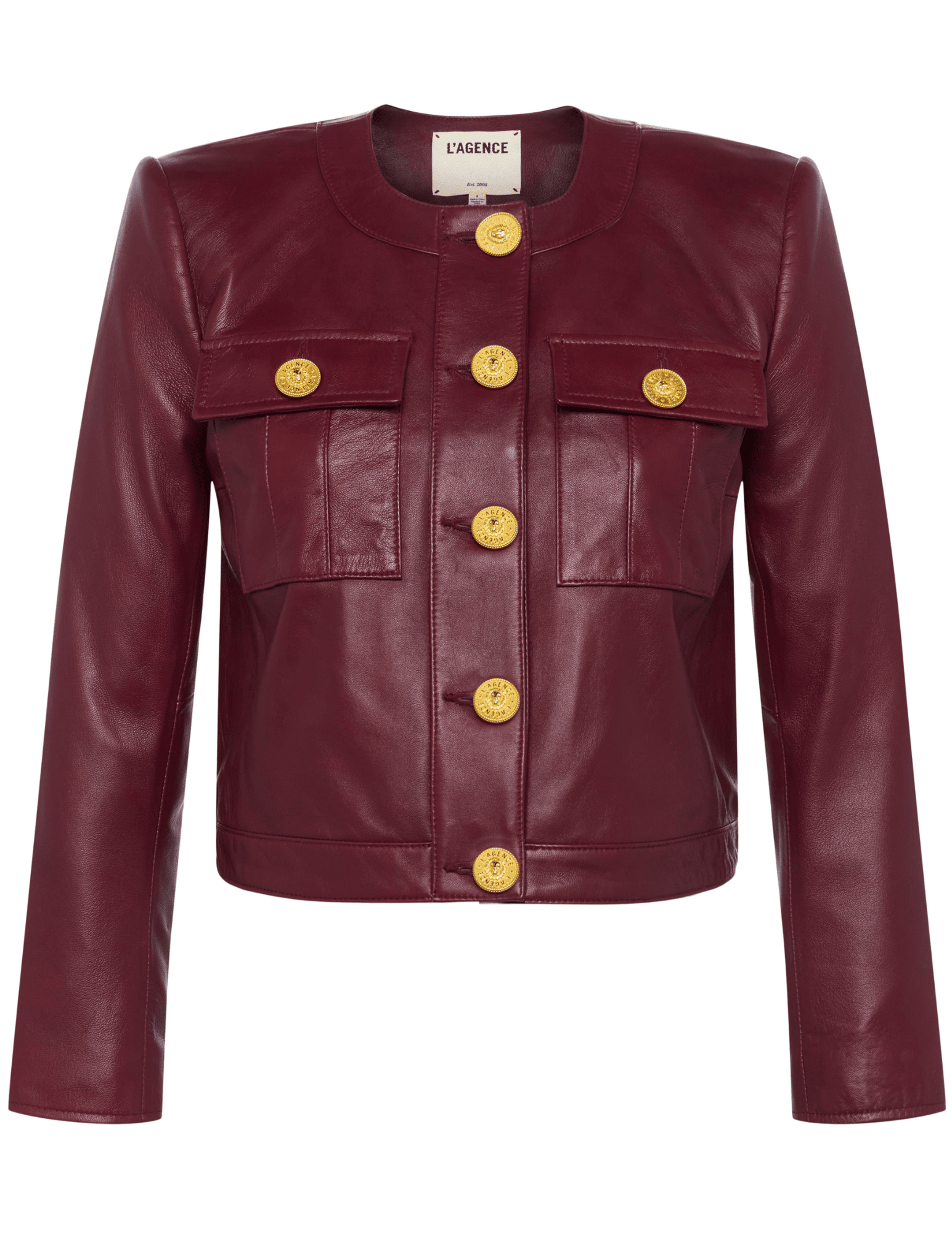 L'Agence - L'AGENCE Deidra Collarless Leather Jacket - Buy Online