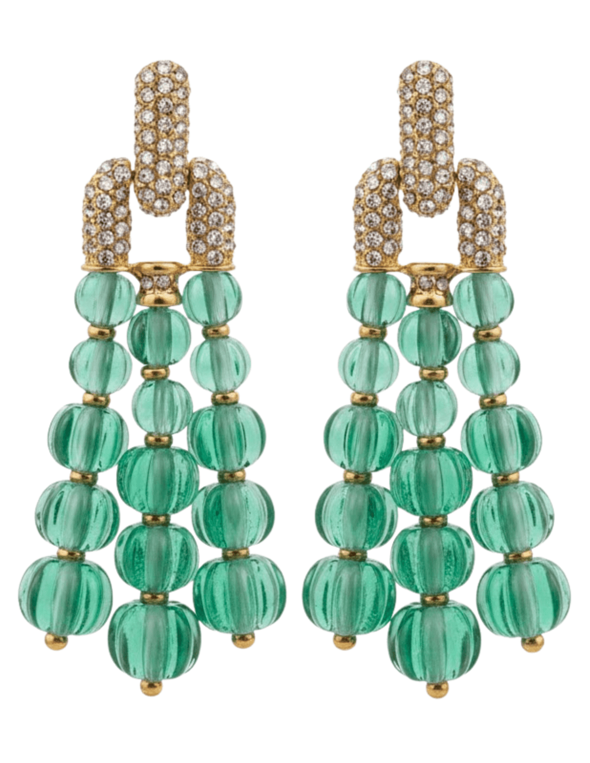 Austin Blaze Adele tassel earrings in gold and green