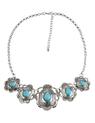 Austin Blaze Agatha Concho Statement Necklace in silver and turquoise.