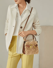 Austin Blaze Audrey Sherpa Top Handle Bag worn as crossbody