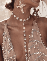 Austin Blaze Aurora Choker Lariat Necklace in Silver