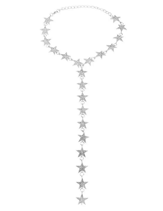Austin Blaze Aurora Choker Lariat Necklace in Silver