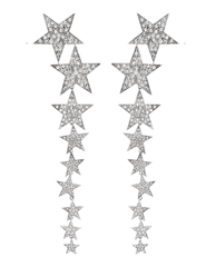 Austin Blaze Aurora Star Dangle Earrings in silver with cascading rhinestone-embellished stars