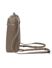 Austin Blaze Bernice Leather Convertible Bag in Elephant Grey side view of backpack straps
