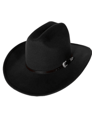 Austin Blaze felt Western buckle hat in black with chocolate belt