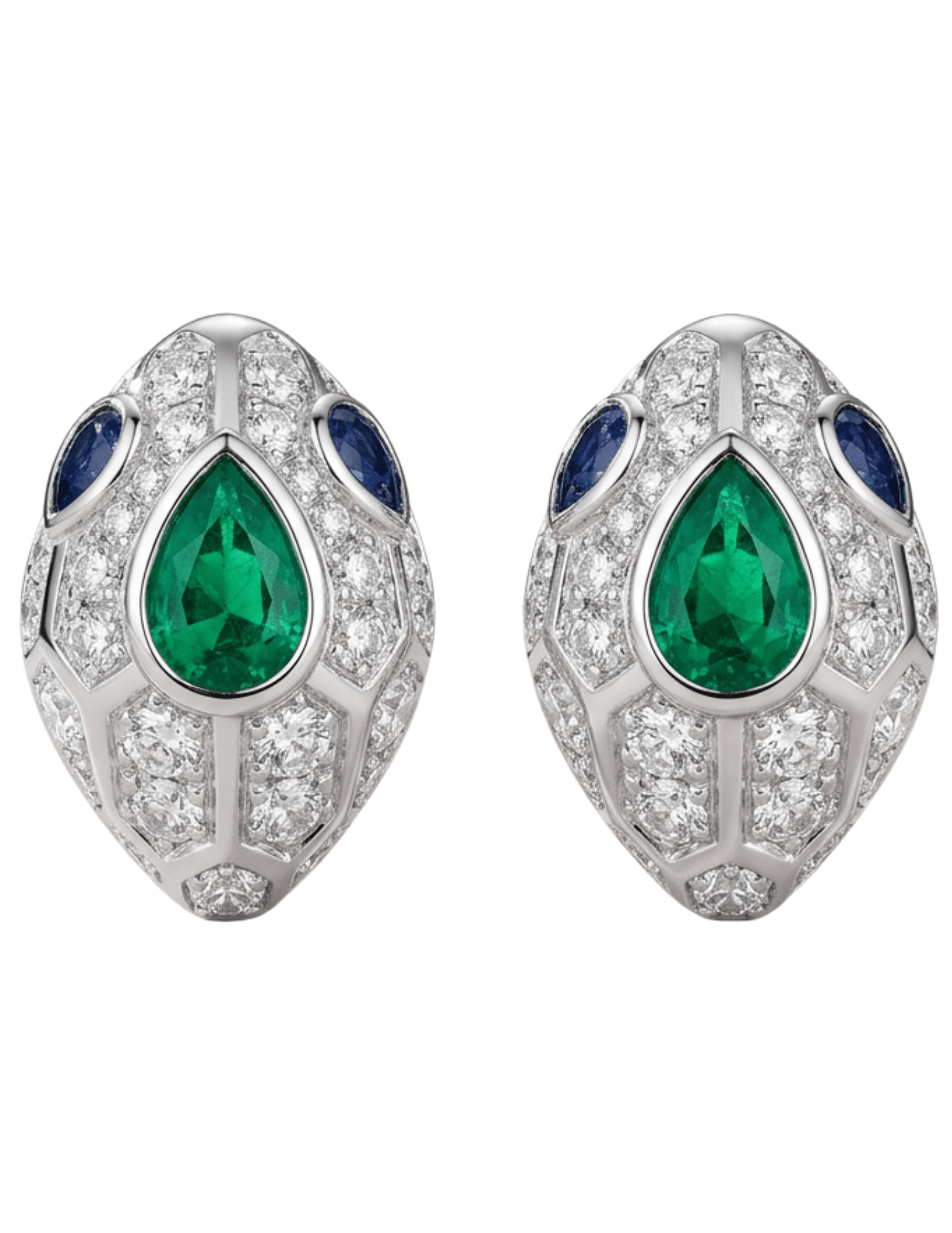 Austin Blaze Boa Embellished Stud Earrings Silver Green
