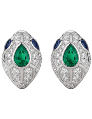 Austin Blaze Boa Embellished Stud Earrings Silver Green