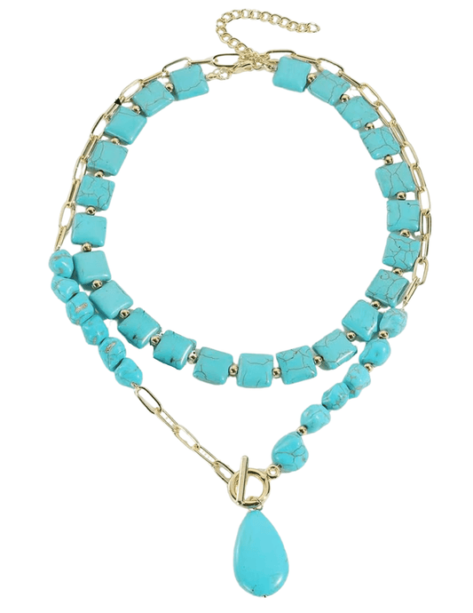 Austin Blaze Bodhi layered turquoise necklace duo