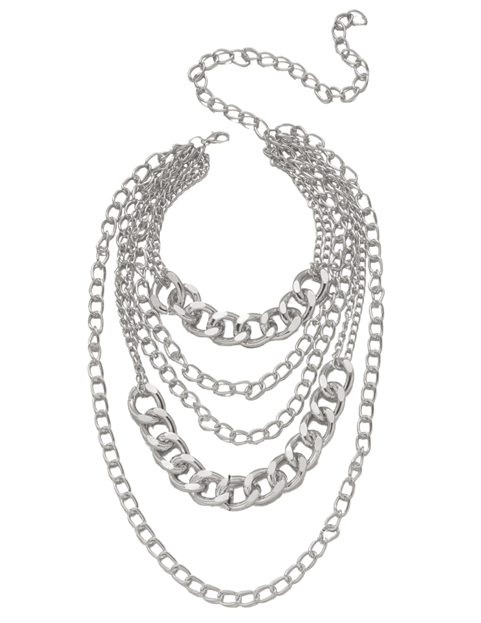 Austin Blaze Carly silver layered chain necklace with assorted link sizes