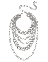 Austin Blaze Carly silver layered chain necklace with assorted link sizes