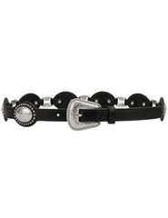 Austin Blaze Carter Concho Belt Black & Silver flat