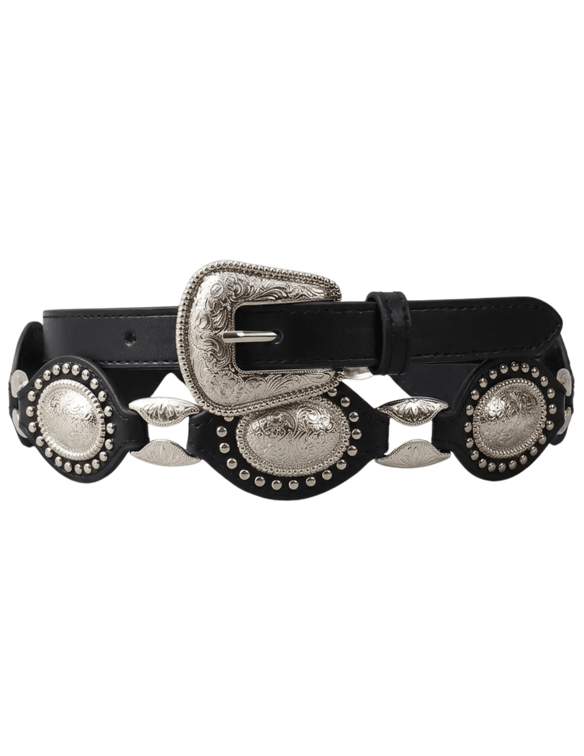 Austin Blaze Carter Concho Belt Black & Silver
