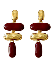 Austin Blaze Chelsea Abstract Dangle Earrings in gold and burgundy