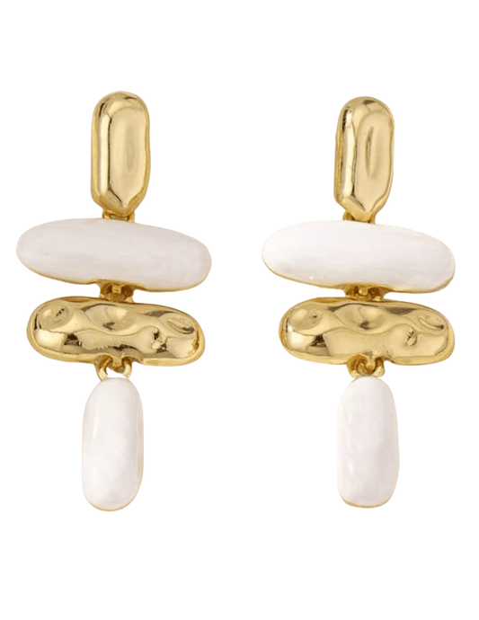 Austin Blaze Chelsea Abstract Dangle Earrings in gold and white