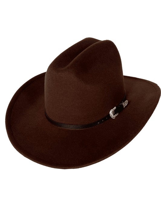 Austin Blaze felt Western buckle hat in chocolate brown