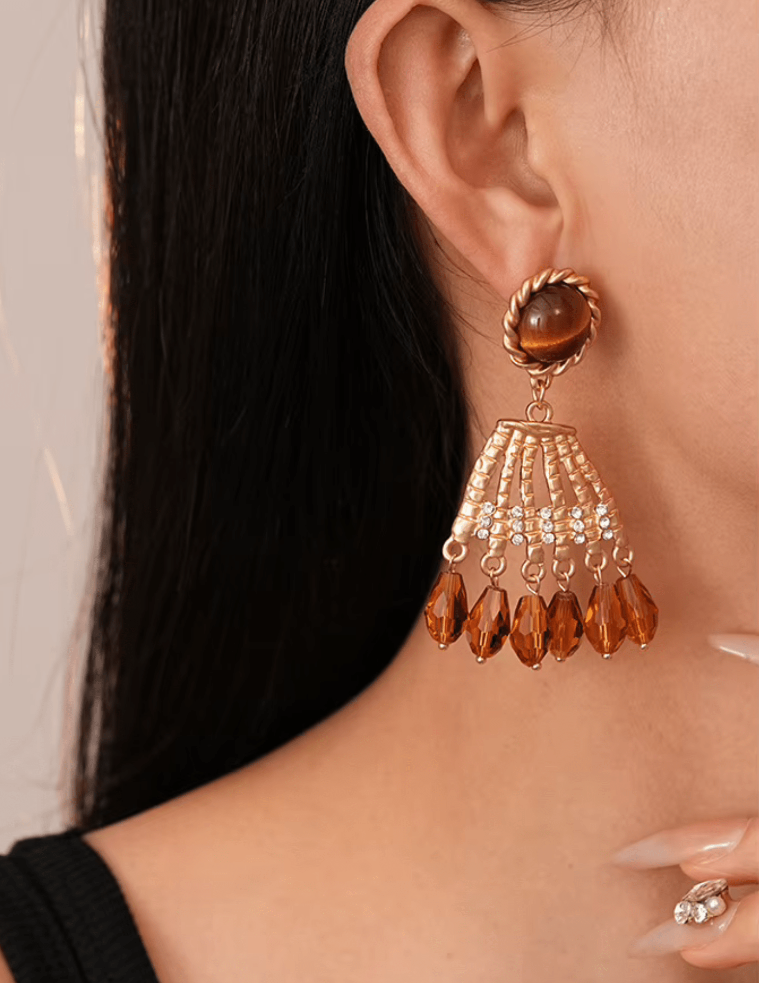 Austin Blaze Dakota Statement Earring in Gold & Brown