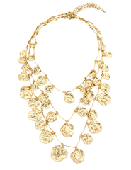 "Austin Blaze Dena Trio layered coin charm necklaces in gold statement jewelry
