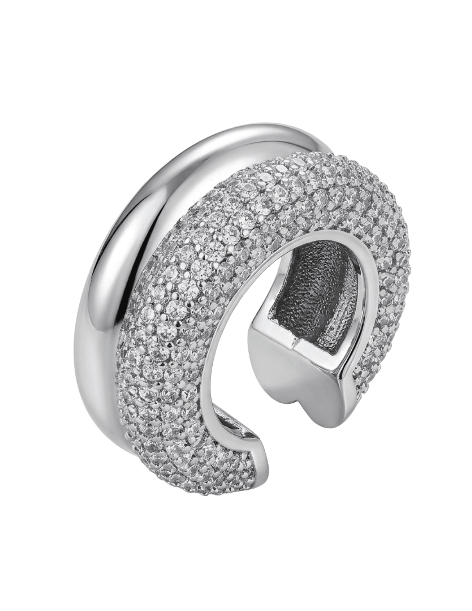 Austin Blaze Ember CZ Ear Cuff in silver with sparkling cubic zirconia embellishments.