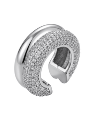 Austin Blaze Ember CZ Ear Cuff in silver with sparkling cubic zirconia embellishments.