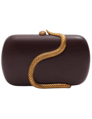Austin Blaze Fiona serpent leather clutch in merlot with gold snake detail and chain strap