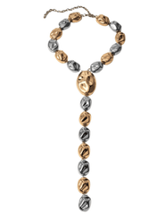 “Austin Blaze Gia Geometric Statement Necklace in Gold and Silver – Front View”