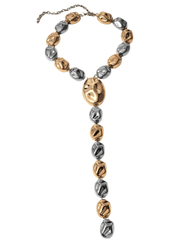 “Austin Blaze Gia Geometric Statement Necklace in Gold and Silver – Front View”