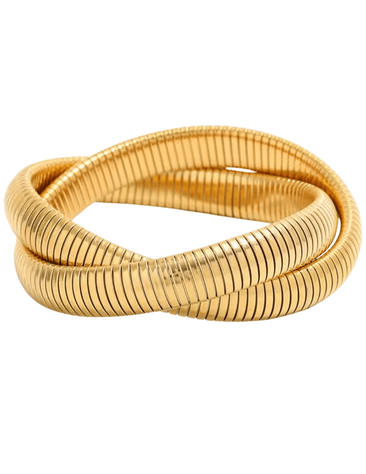 Austin Blaze Infinity Snake Stretch Bangle Bracelet in gold-tone metal