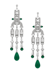 Austin Blaze Inez Statement Clip-On Earrings in Silver and Green