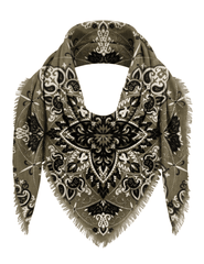 Austin Blaze Ivy oversized olive paisley bandana scarf styled around the neck