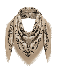 Austin Blaze Ivy oversized paisley bandana scarf in biscuit styled around the neck