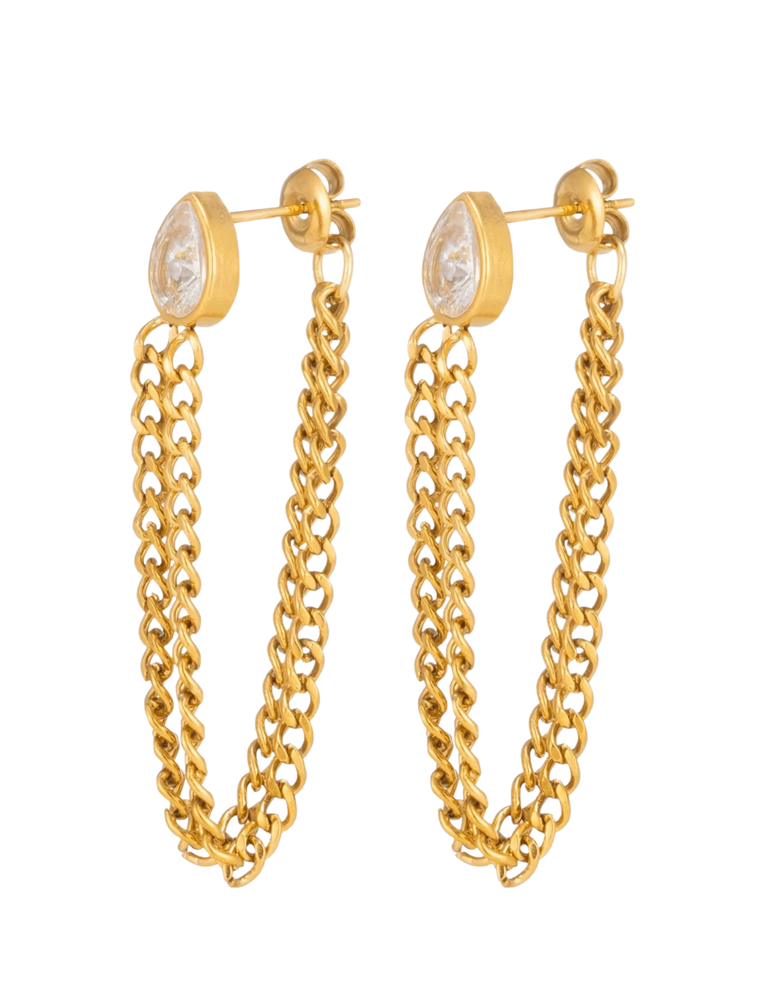 Austin Blaze Izzy CZ Chain Earrings in Gold  side