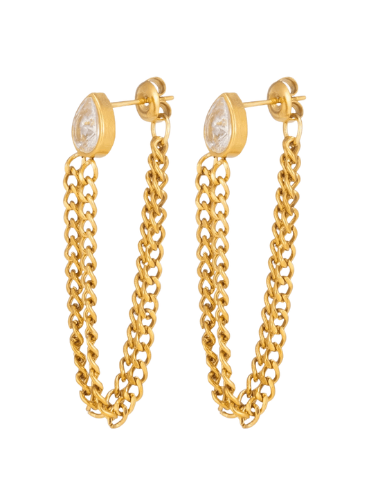 Austin Blaze Izzy CZ Chain Earrings in Gold  side
