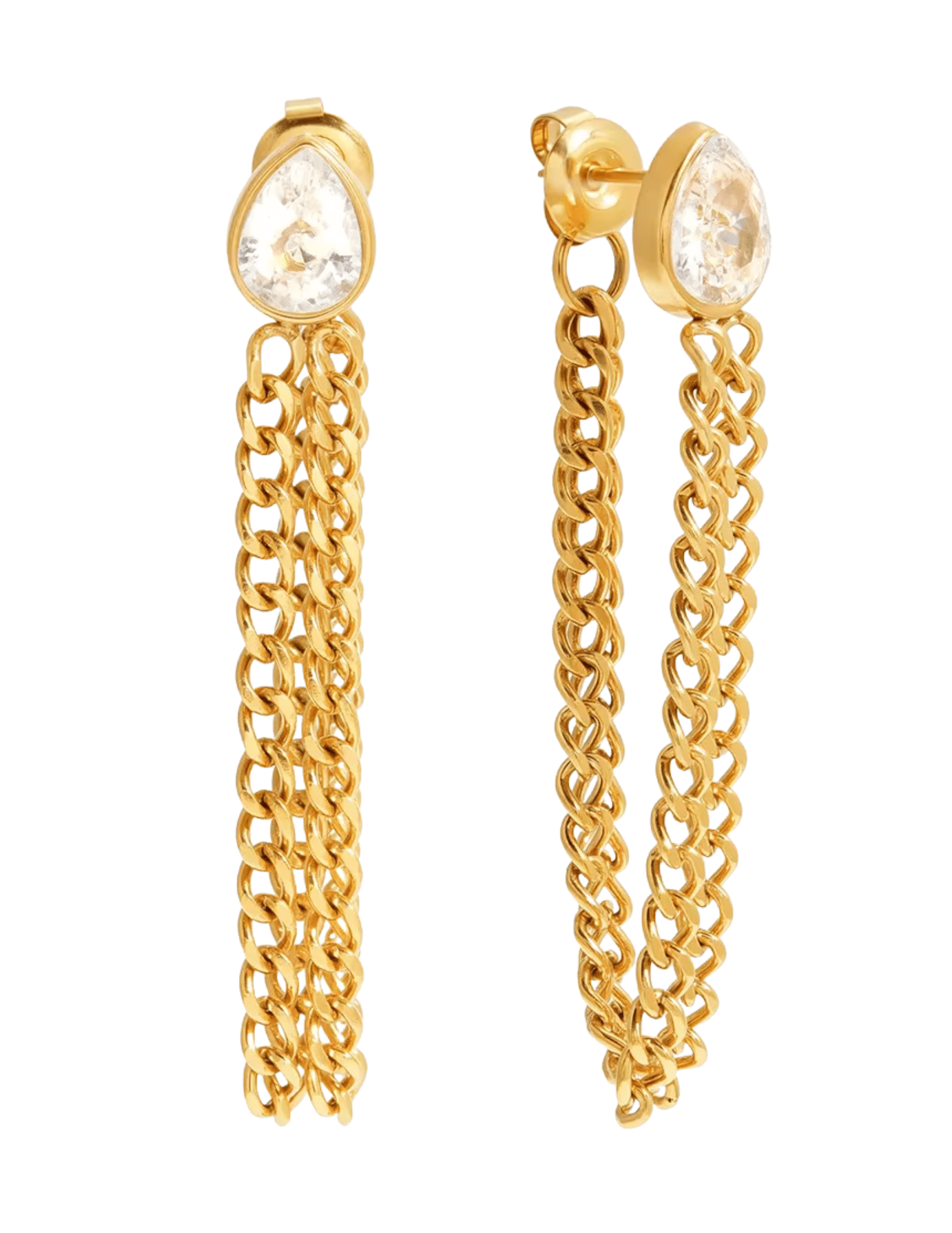 Austin Blaze Izzy CZ Chain Earrings in Gold