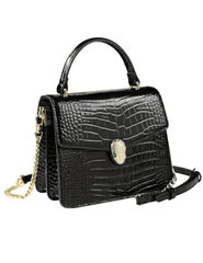 Austin Blaze Jayde Serpent Bag in Black Croc side with strap