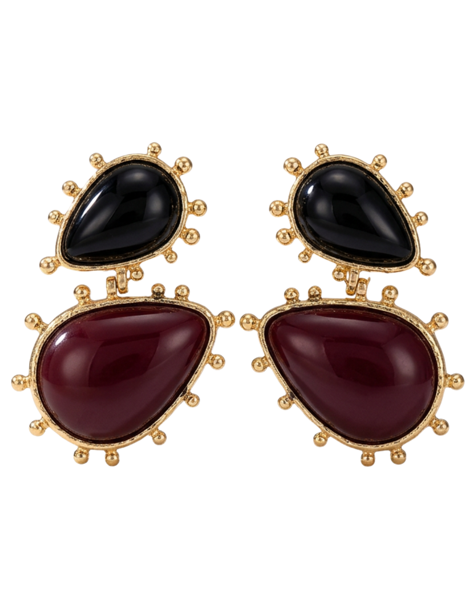 Austin Blaze Joanne Statement Earrings in Gold, Black & Burgundy