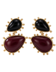 Austin Blaze Joanne Statement Earrings in Gold, Black & Burgundy