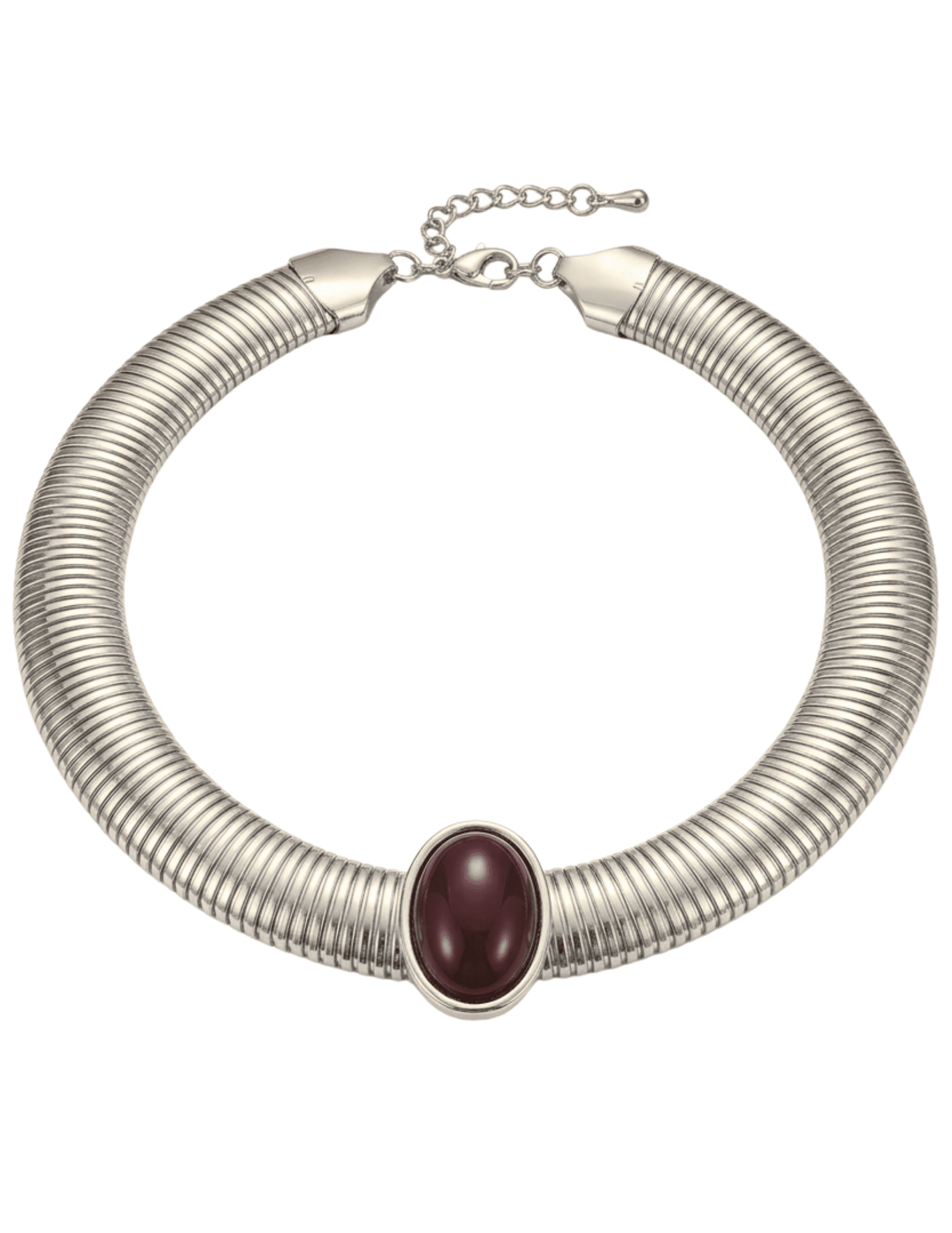 Austin Blaze Karmen Snake Collar Necklace in Silver & Burgundy