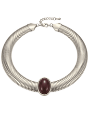 Austin Blaze Karmen Snake Collar Necklace in Silver & Burgundy