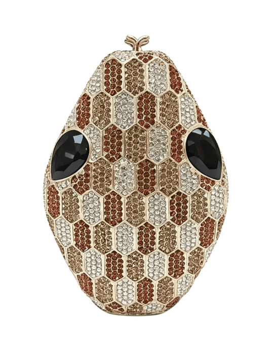 Austin Blaze Khaleesi Embellished Snake Clutch in Brown Gold Multi