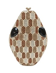 Austin Blaze Khaleesi Embellished Snake Clutch in Brown Gold Multi