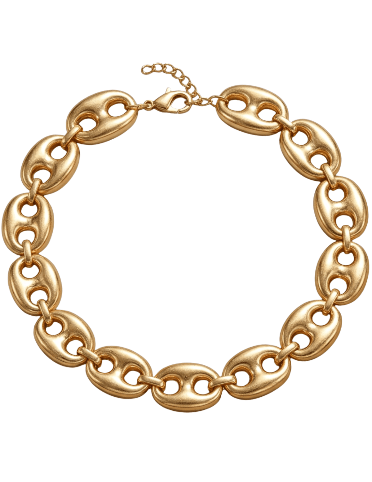 Austin Blaze Kira chunky gold chain necklace featuring oversized vintage-inspired links with an adjustable lobster clasp closure.