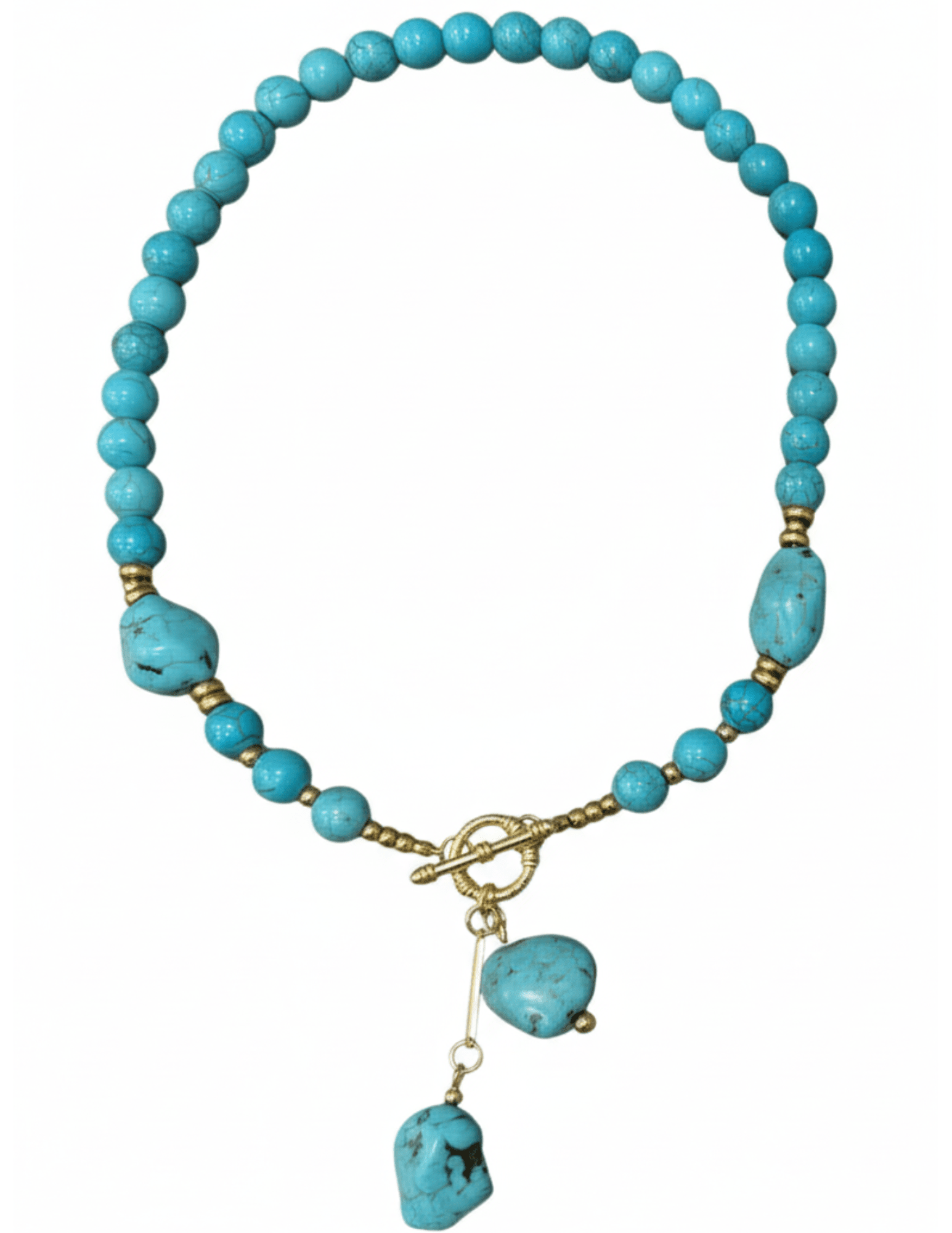 Austin Blaze Lina Turquoise Necklace with turquoise beads and gold toggle closure