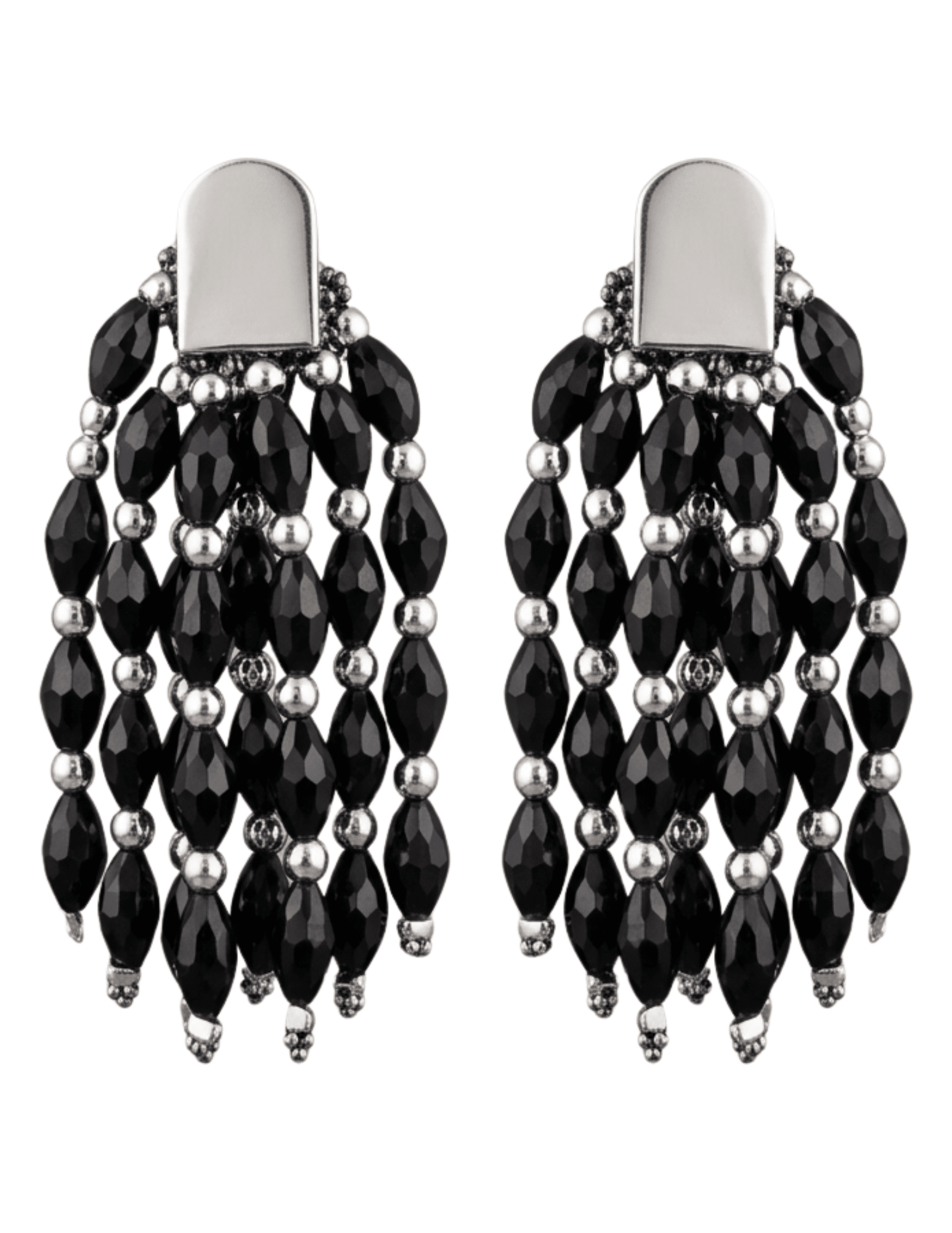 Austin Blaze Linnea Tassel Earrings Black & Silver