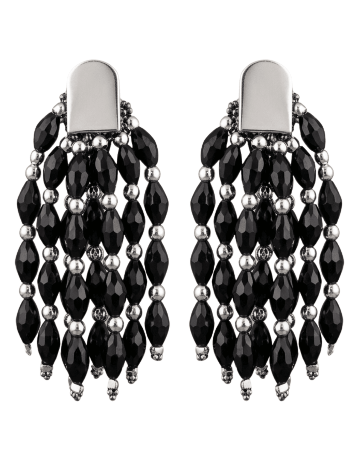 Austin Blaze Linnea Tassel Earrings Black & Silver