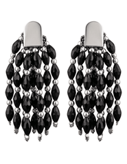 Austin Blaze Linnea Tassel Earrings Black & Silver