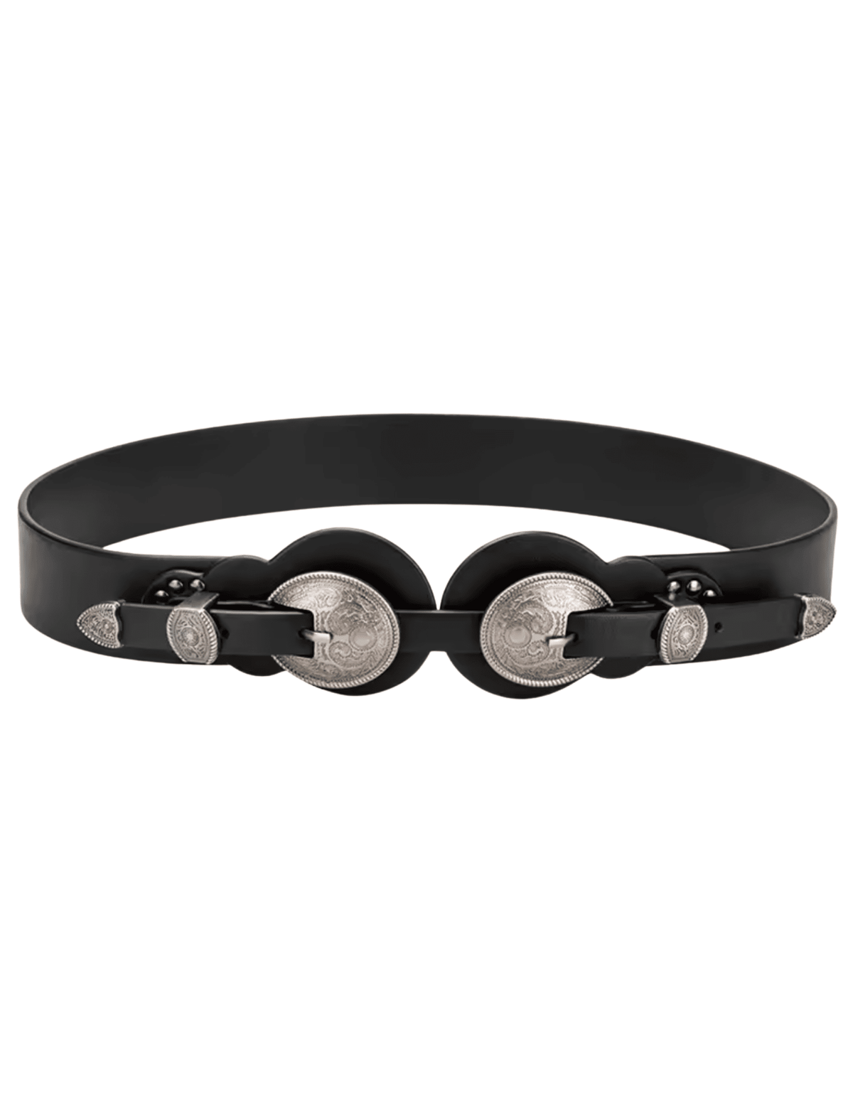 Austin Blaze Lottie double buckle belt in black vegan leather